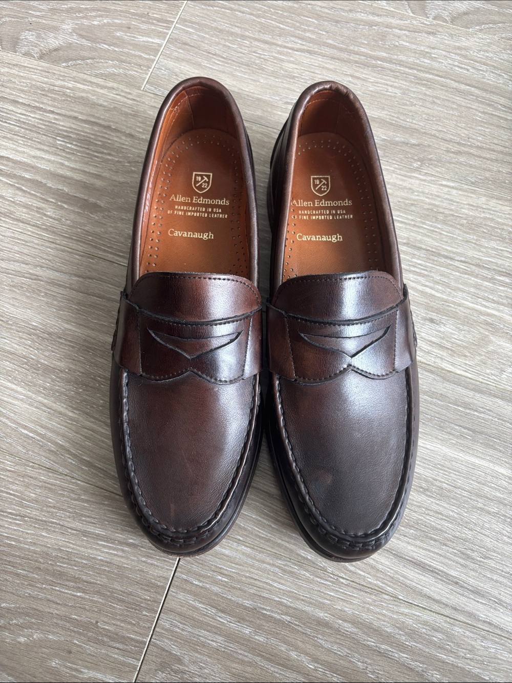 Allen Edmonds Cavanaugh Leather Penny Loafers in Dark Brown